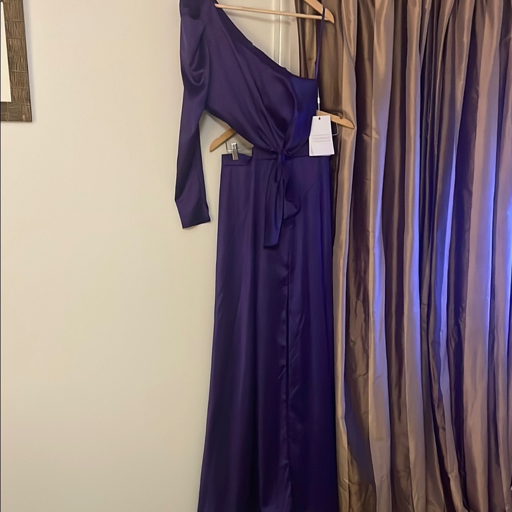 Elegant Purple One-Shoulder Dress
